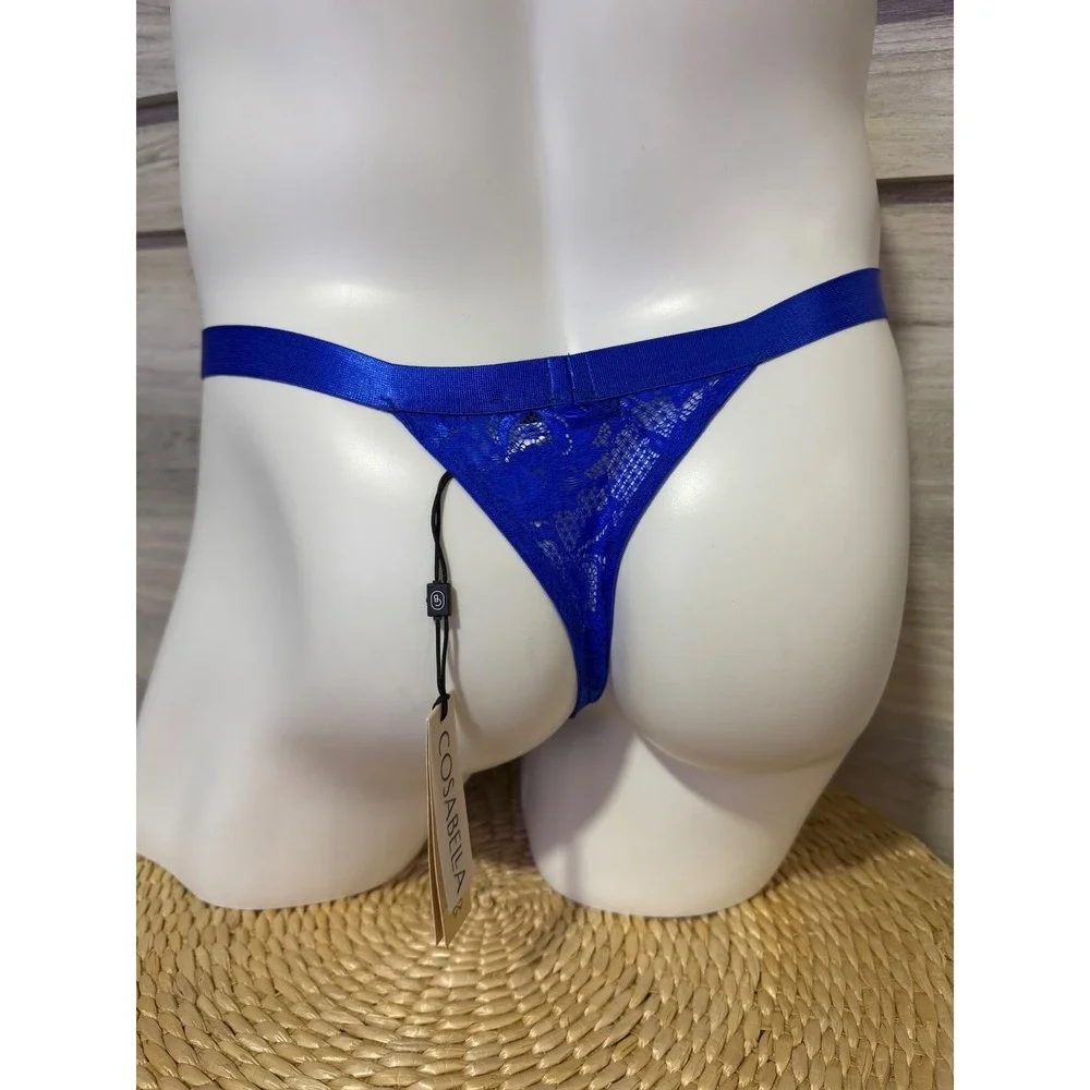 Cosabella Never Say Never Men's Lace‎ Thong Brief Cobalto  Size M